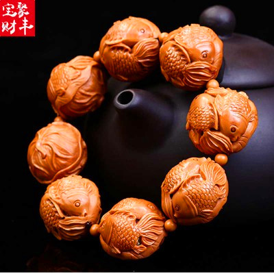 1-猴頭核桃核雕-富貴金魚(yú)